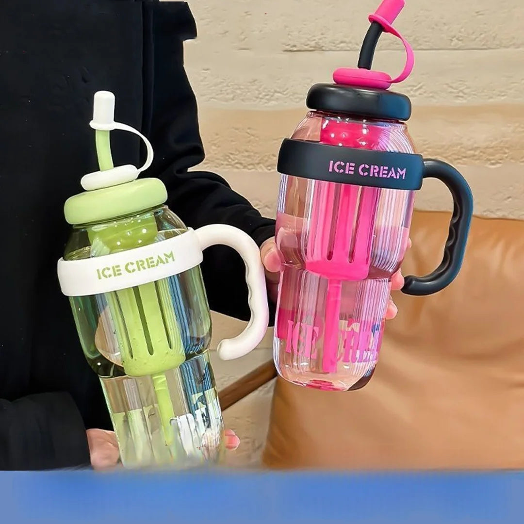 1300ML Large Capacity Plastic Water Bottle Cute Portable Children's Plastic Cup Leakproof with Straw Sports Water Cup Summer