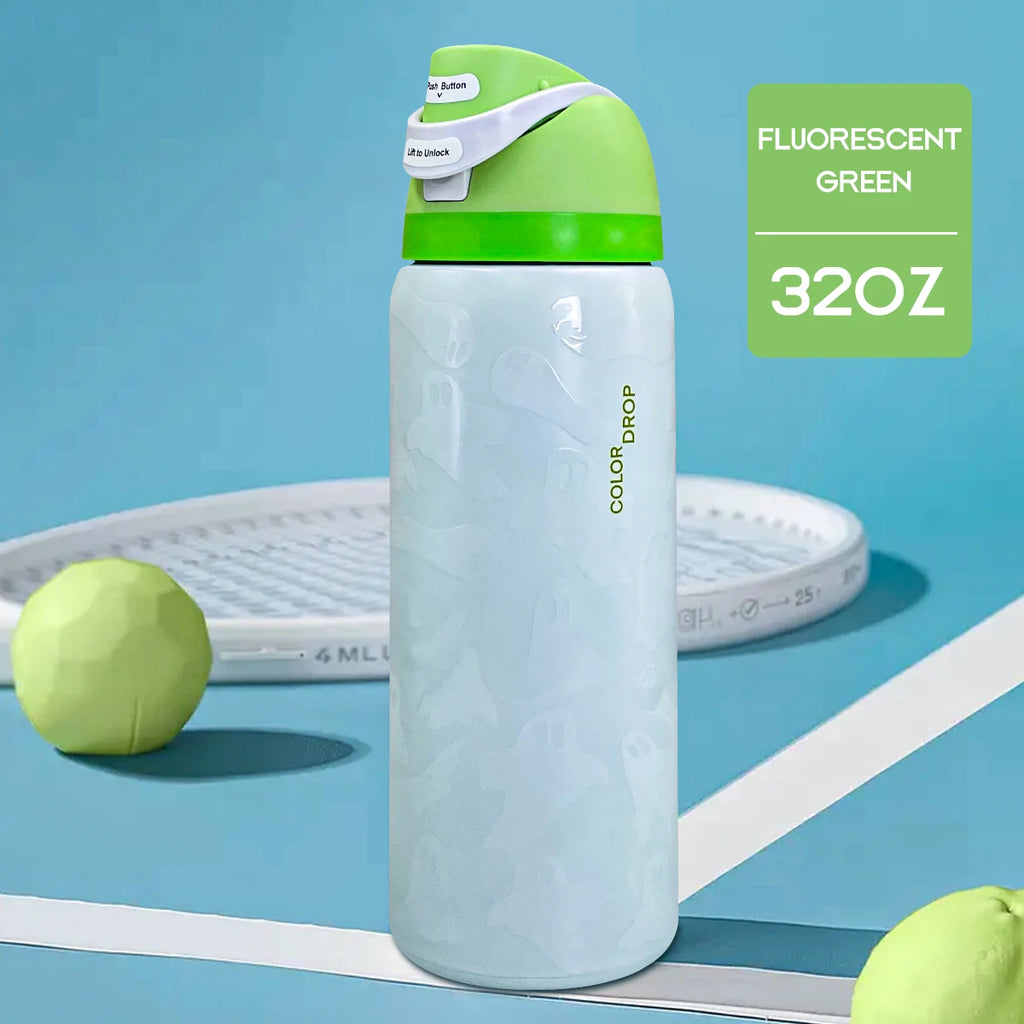 Owalaa nightlight ghost 32oz/945ml stainless steel insulated water bottle with straw,for daily sports outdoor,perfect gift